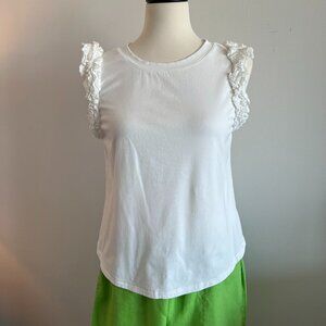 Wit & Wisdom Ruffle Cap Sleeve Top White Size Medium